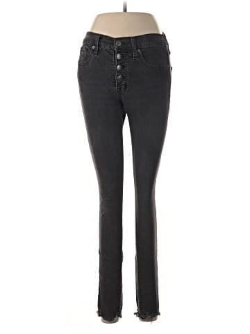 Madewell 9" Mid-Rise Skinny Jeans in Berkeley Black: Button-Through Edition (view 1)