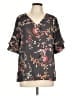 Ann Taylor LOFT 100% Polyester Gray Short Sleeve Blouse Size L - photo 1