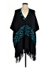 Minnie Rose 100% Cotton Black Blue Poncho One size - photo 1