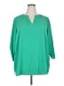 Chaus 100% Polyester Green 3/4 Sleeve Blouse Size 2X - photo 1