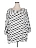 Rose + Olive 100% Polyester Polka Dots White 3/4 Sleeve Blouse Size 2X - photo 1