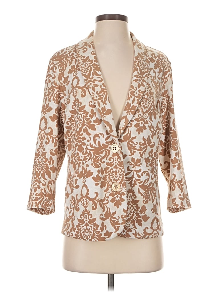 Pre-owned Susan Graver Blazer Jacket In Ivory