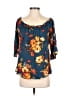Mine 100% Rayon Blue 3/4 Sleeve Blouse Size L - photo 1