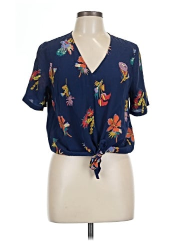 Madewell Silk Novel Tie-Front Top in Bird of Paradise (view 1)