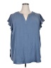 Adrianna Papell 100% Polyester Blue Short Sleeve Blouse Size 2X - photo 1