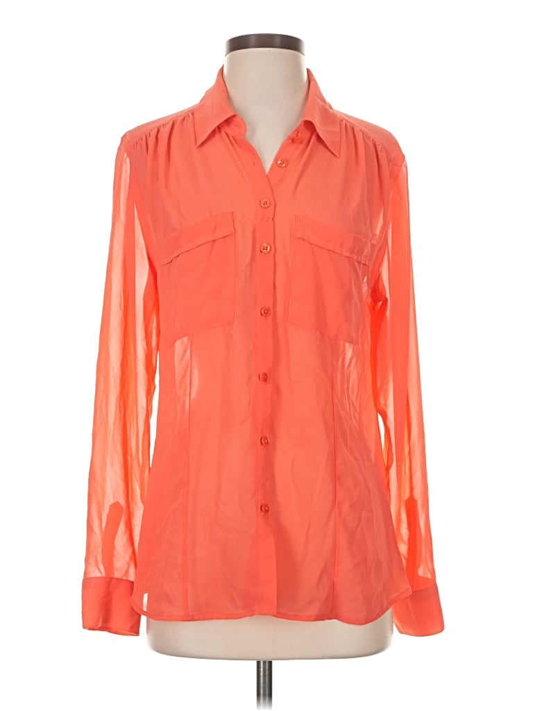 Pre-owned Guess Long Sleeve Blouse In Orange