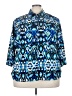 George 100% Polyester Print Blue 3/4 Sleeve Blouse Size 3X - photo 1