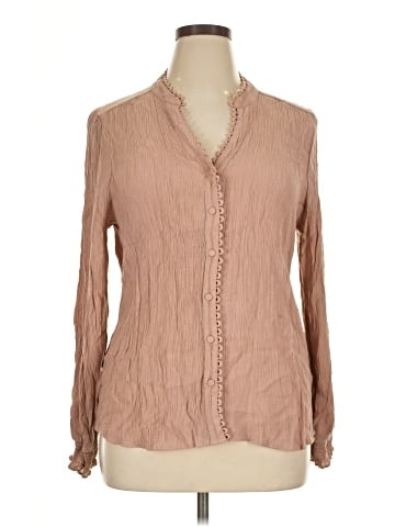 Peach Long Sleeve Blouse (view 1)