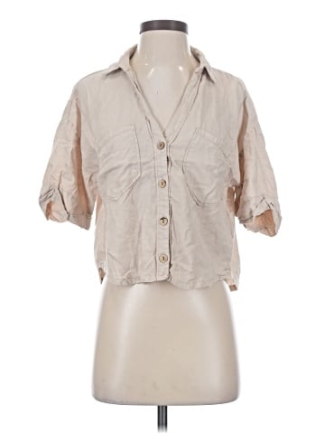 Zara 3/4 Sleeve Button-Down Shirt (view 1)