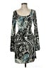 Laundry by Shelli Segal 100% Polyester Graphic Teal Cocktail Dress Size 8 Petite - photo 1