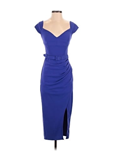Self-Portrait Cobalt Crepe Midi Dress (view 1)