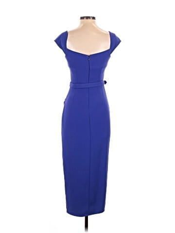 Self-Portrait Cobalt Crepe Midi Dress (view 2)