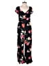 Old Navy 100% Rayon Floral Black Jumpsuit Size Med Petite - photo 1