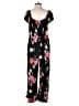 Old Navy 100% Rayon Floral Black Jumpsuit Size Med Petite - photo 2