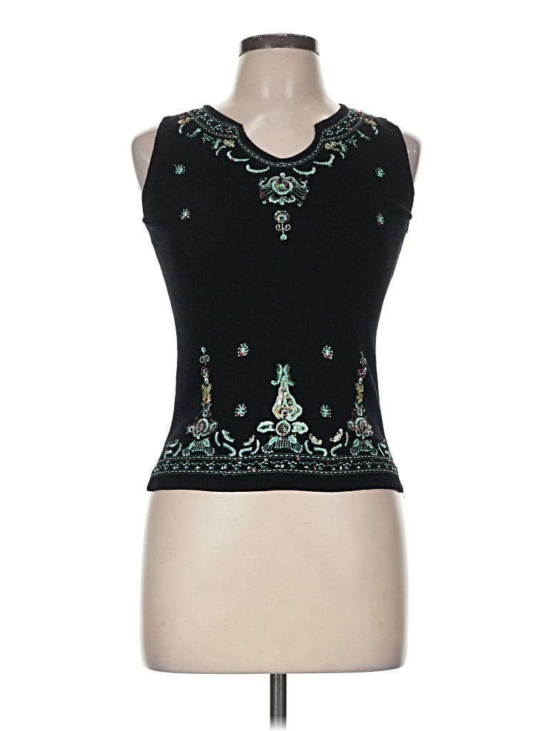 Pre-owned Joseph A Sleeveless Top Black Halter Neckline Tops