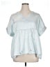 The ZigZag Stripe Silver Short Sleeve Blouse Size XL - photo 1
