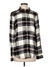 Caslon 100% Rayon Plaid Gray Long Sleeve Button-Down Shirt Size XS - photo 1