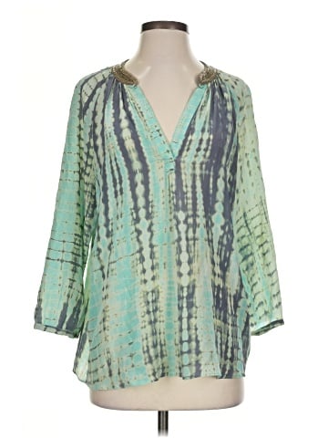 Tangerine 3/4 Sleeve Silk Top (view 1)