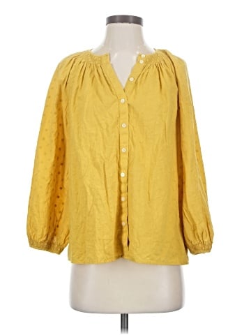 Madewell Floral Embroidered Smocked-Neck Raglan Top (view 1)