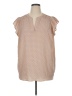 Adrianna Papell Tan Short Sleeve Blouse Size 1X - photo 1