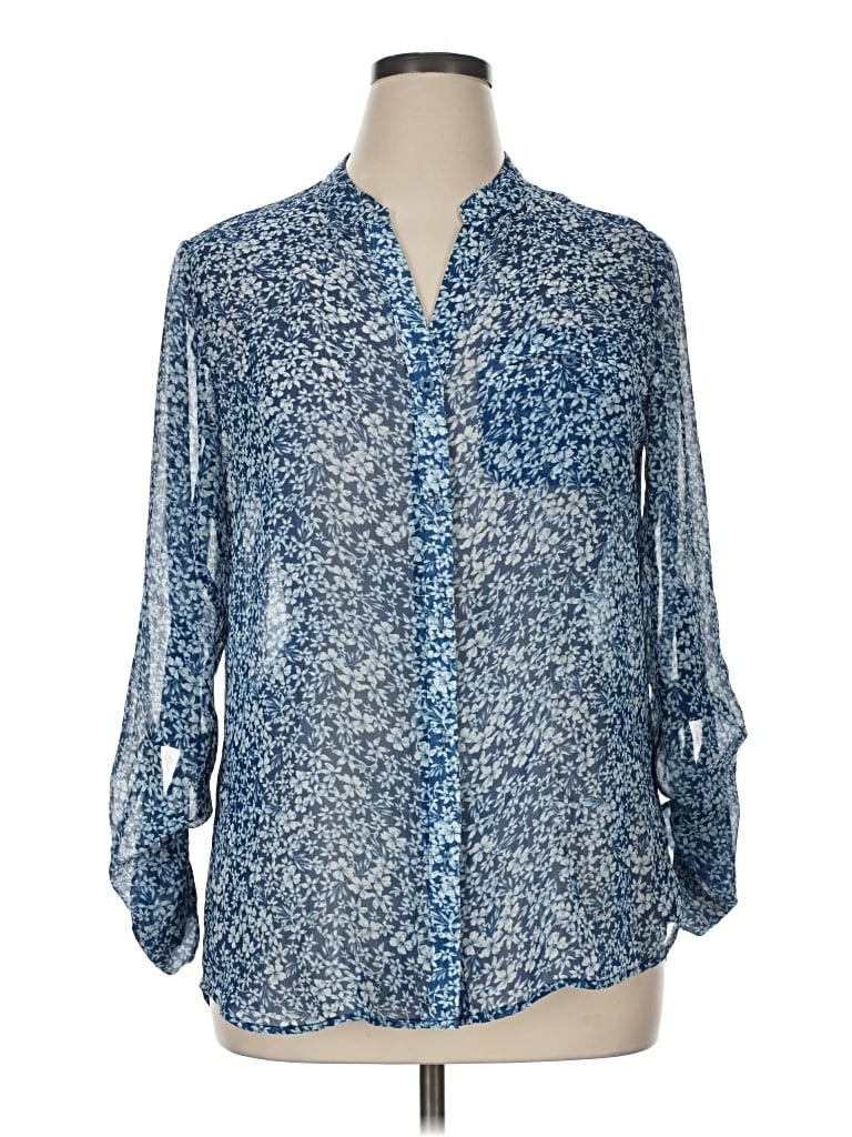 Pre-owned Kut From The Kloth Long Sleeve Blouse In Blue
