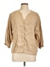Cuyana Tan 3/4 Sleeve Button-Down Shirt Size L - photo 1