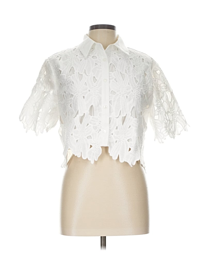 Pre-owned Commense Short Sleeve Blouse In White