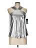 RACHEL Rachel Roy 100% Polyester Metallic Silver Sleeveless Top Size L - photo 1