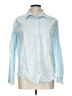 No Boundaries 100% Recycled Polyester Stripes Blue Long Sleeve Button-Down Shirt Size L - photo 1