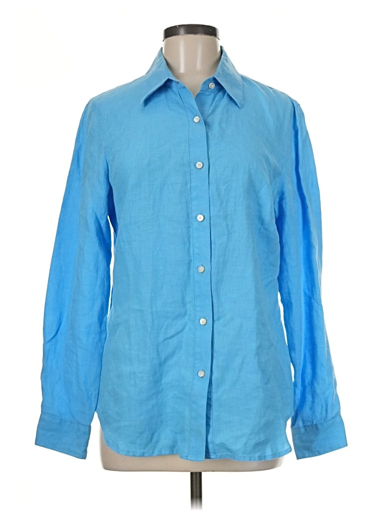 Pre-owned J. Mclaughlin Long Sleeve Button Down Shirt In Blue