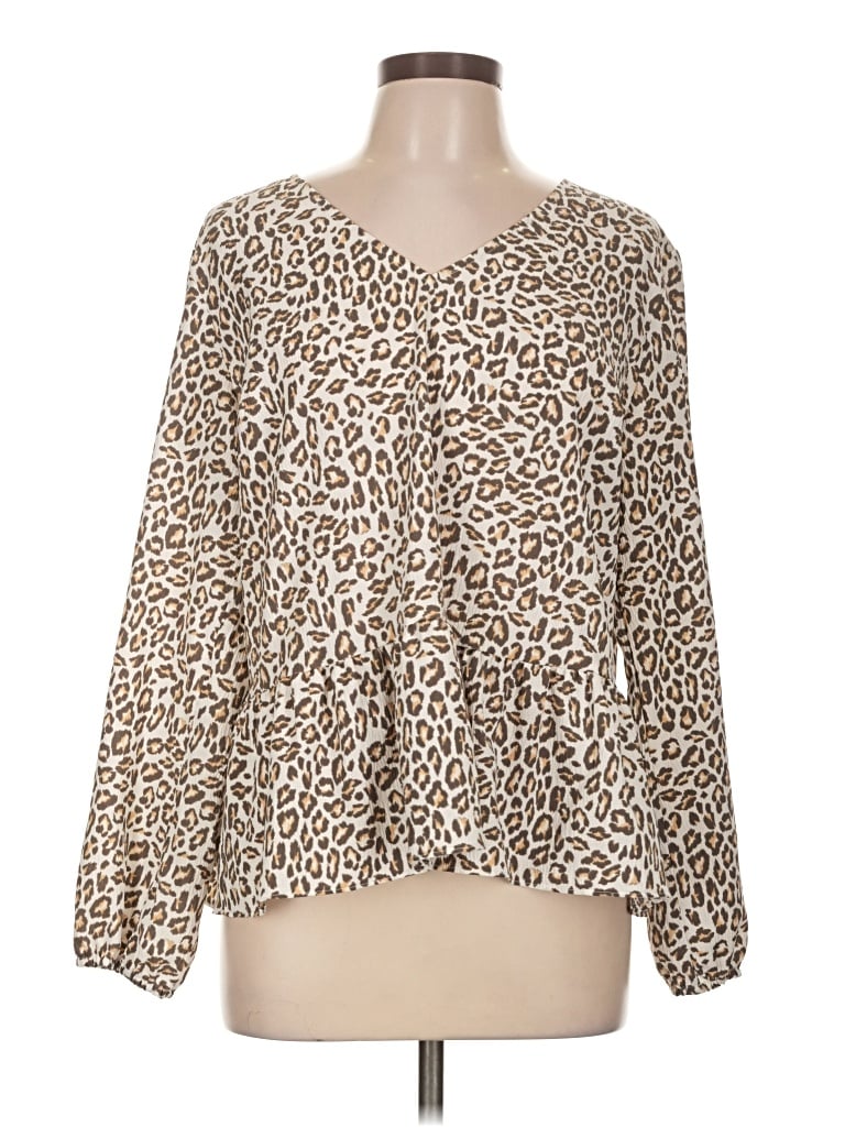 Pre-owned Nine West Long Sleeve Blouse In Brown