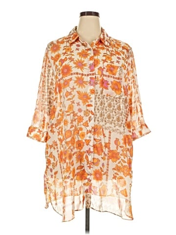Rose + Olive 3/4 Sleeve Button-Down Shirt (view 1)