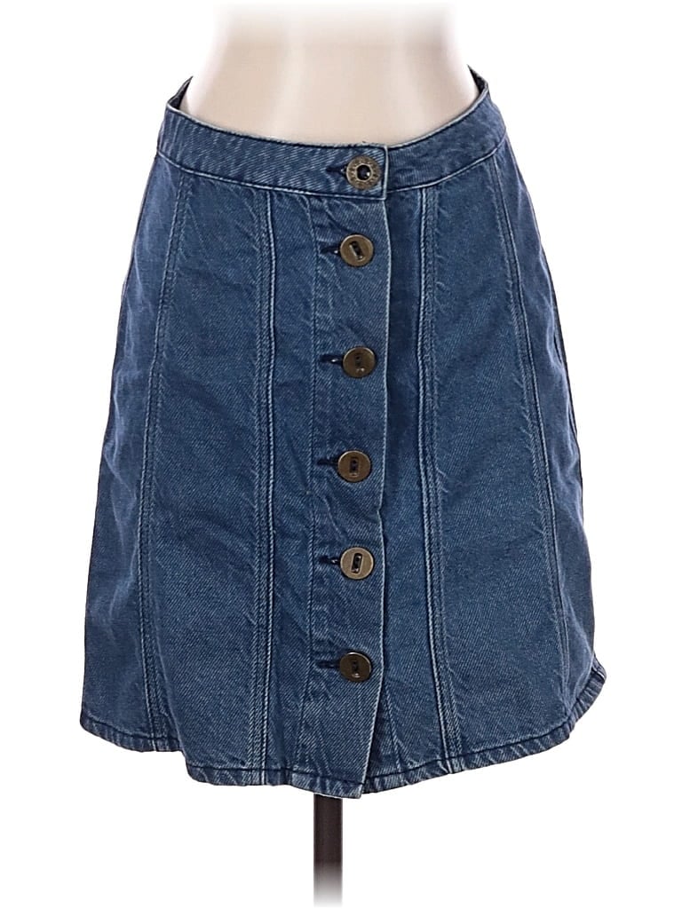 Pre-owned Pilcro And The Letterpress Denim Skirt In Blue