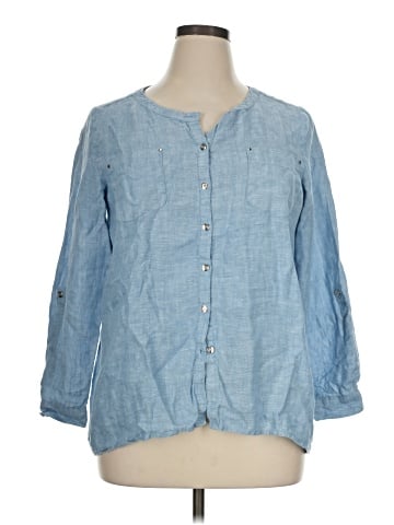 JM Collection 3/4 Sleeve Button-Down Shirt (view 1)