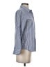 Simple Retro Stripes Blue Long Sleeve Button-Down Shirt Size S - photo 4