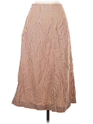 Madewell Patio Button-Front Midi Skirt in Clay Stripe (view 2)