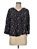 Fun2Fun 100% Rayon Floral Blue Black 3/4 Sleeve Blouse Size M - photo 1