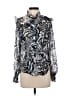 Sen 100% Polyester Animal Print Silver Black Long Sleeve Blouse Size XS (0) - photo 1