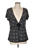 Notations Black Silver Short Sleeve Blouse Size L - photo 1
