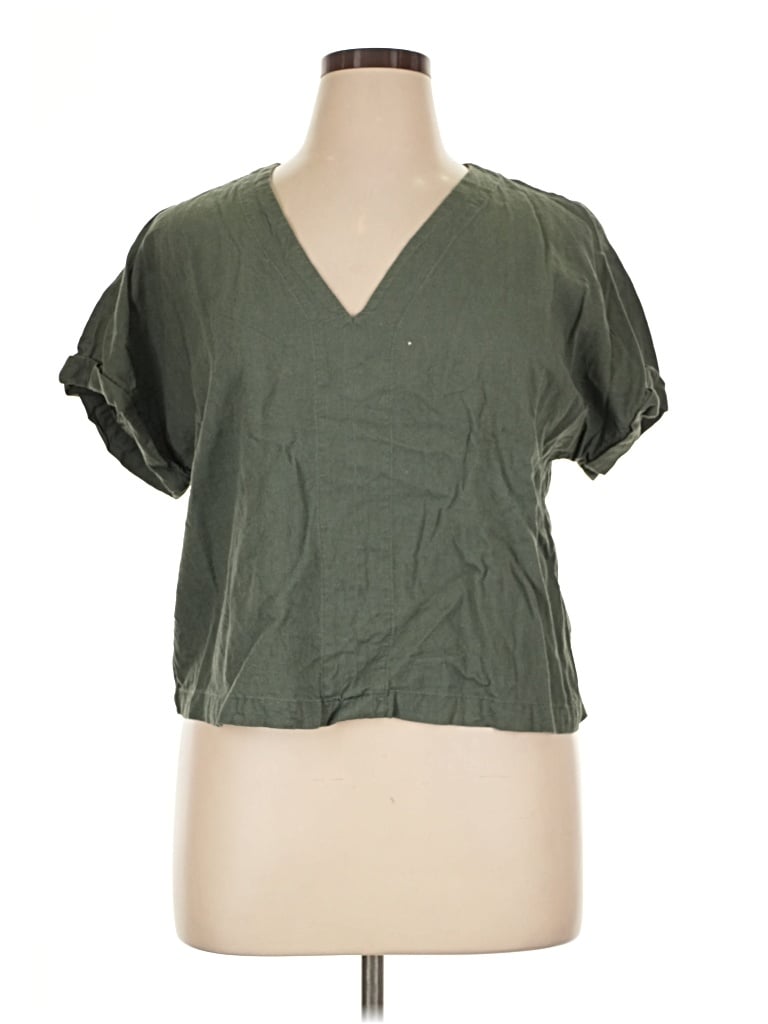 Pre-owned Universal Thread Short Sleeve Blouse In Green