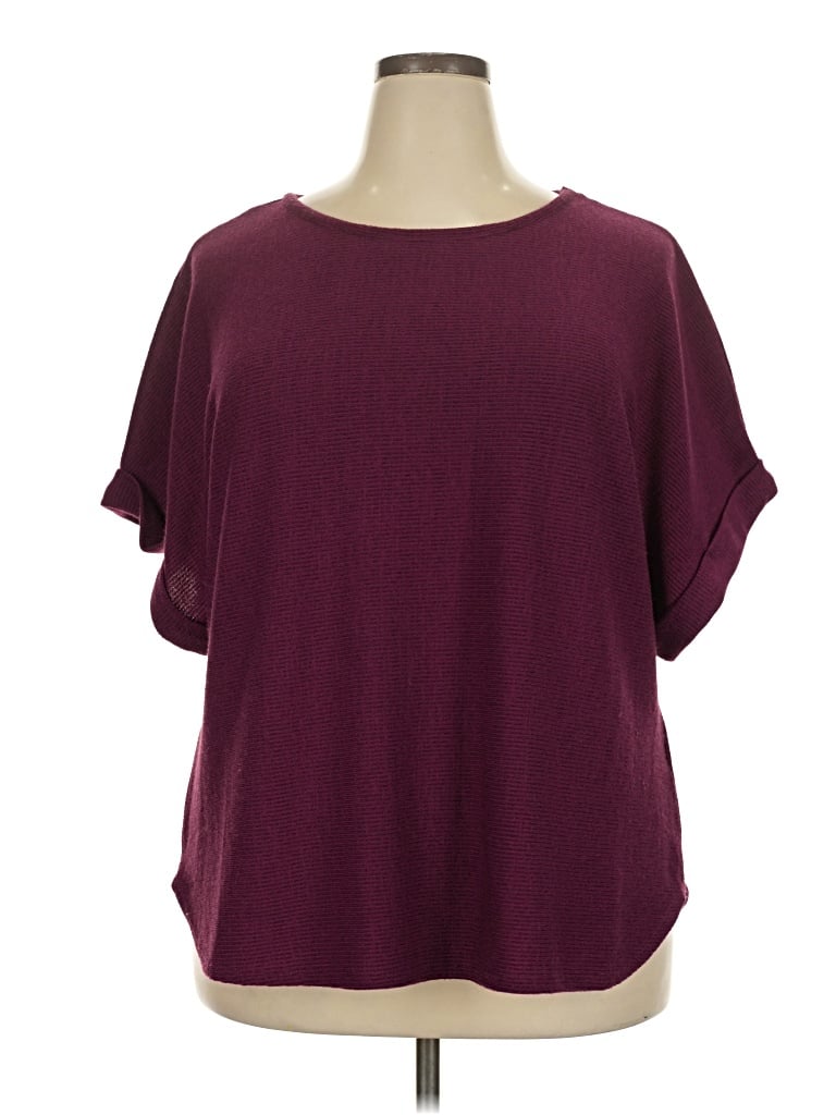 Pre-owned Max Studio Short Sleeve T-shirt In Burgundy