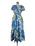 CeCe 100% Cotton Tropical Floral Blue Casual Dress Size M - photo 1