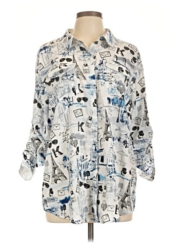 Karl Lagerfeld Paris 3/4 Sleeve Button-Down Shirt (view 1)