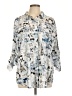 Karl Lagerfeld Paris Print Silver 3/4 Sleeve Button-Down Shirt Size L (estimated) - photo 1