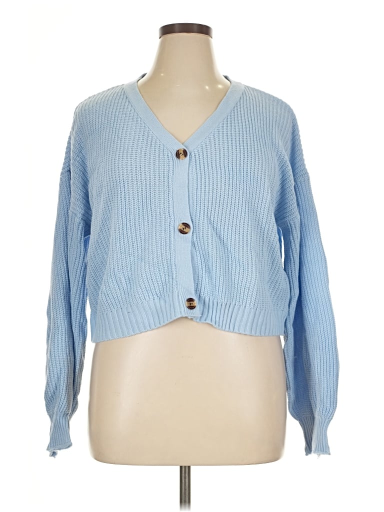 Pre-owned Shein Curve Cardigan Sweater In Blue