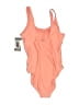 Nicole Miller Studio 100% Polyester Solid Orange One Piece Swimsuit Size M - photo 1