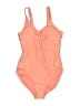 Nicole Miller Studio 100% Polyester Solid Orange One Piece Swimsuit Size M - photo 2