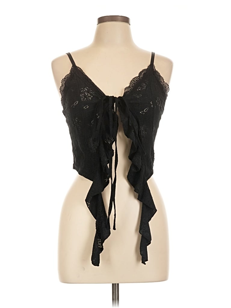 Pre-owned Unbranded Tank Top Black Halter Neckline Tops