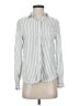 BeachLunchLounge Stripes Silver Long Sleeve Button-Down Shirt Size XS - photo 1