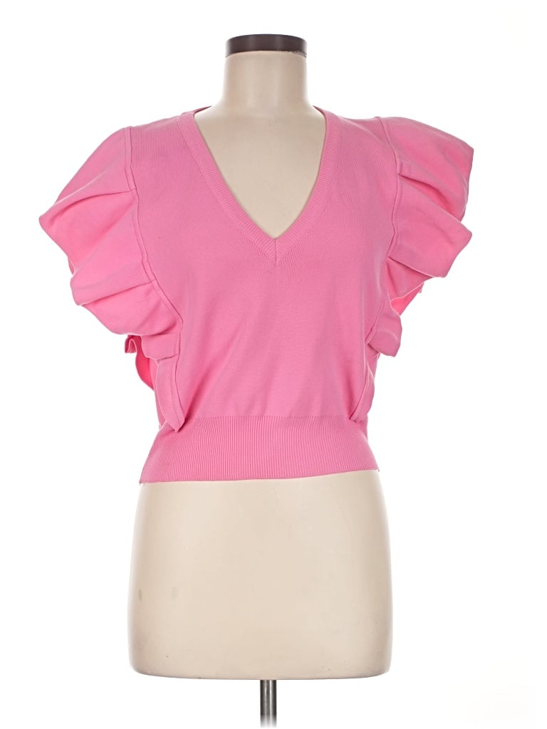 Pre-owned Strut & Bolt Short Sleeve Top Pink Sweetheart Neckline Tops